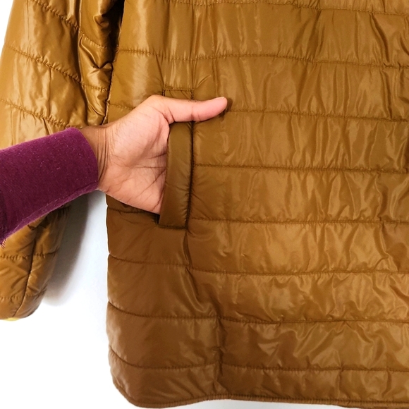 Aerie Mustard Brown Quilted Puffer with Yellow Accents - Picture 3 of 4